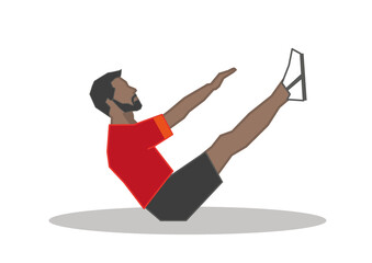 Bauchmuskulatur - Mann macht Übung - Sixpack - Vektor Illustration