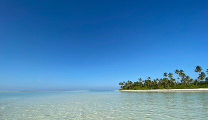 Blue sea, Blue sky and Island view from Lakshadweep, India