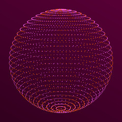 Abstract 3d sphere made of dots. Global social network. Internet and technology. Geometry math vector illustration.