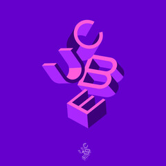 Fototapeta premium CUBE typographic composition. Volume lettering like Isometric projection. 3D illusion. 