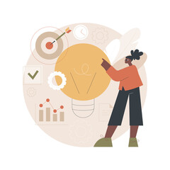 Idea management abstract concept vector illustration. Grow new idea, project management, alternative thinking, find solution, product development stage, brainstorming process abstract metaphor.