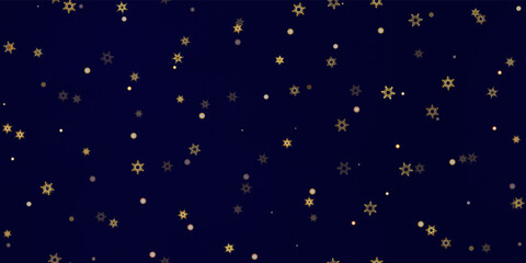 Gold snowflakes holiday seamless pattern.