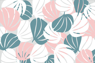 Exotic pattern with tropical plants. Vector hand draw background.