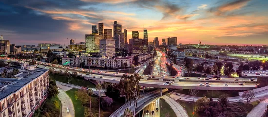 Poster Los Angeles skyline at sunset © Larry Gibson