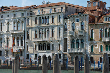 Fototapeta na wymiar Typical ancient buildings along the Canal Grande, Venice, Italy