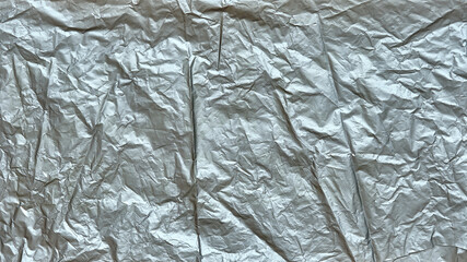 Crumpled Plastic Bag Texture, Gray Creased Plastic Sheet, Abstract Shapes for Background.
