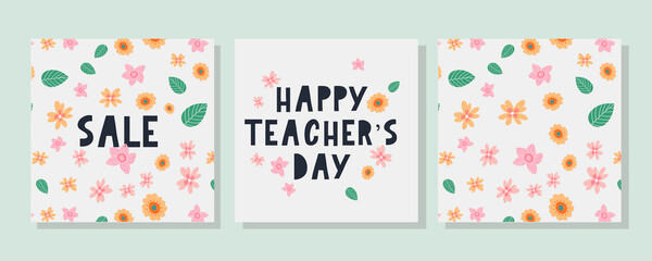 Fototapeta na wymiar Vector illustration of a stylish text for Happy Teacher's Day Flowers