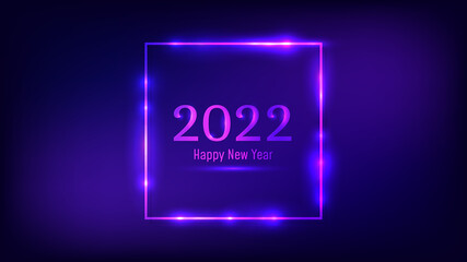 2022 Happy New Year neon background