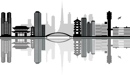 tokyo city skyline illustration