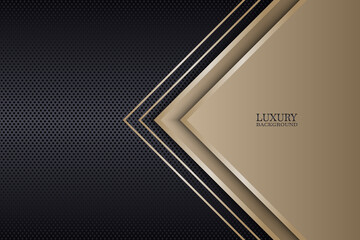 Abstract luxury triangles overlapping on dark metallic circle texture background. Vector.