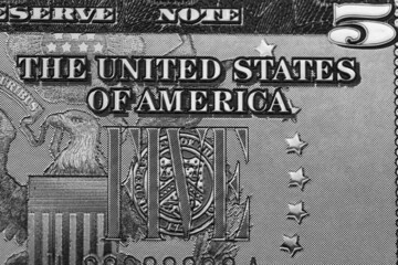 fragment of 5 dollar bill