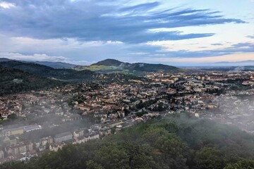 Freiburg im Breisgau. View over beautiful south german city at sunrise