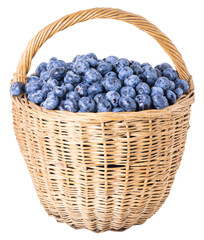 Fototapeta na wymiar basket with blueberries isolated on white background
