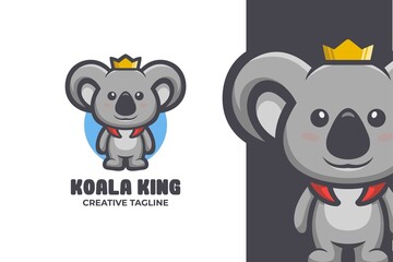 King Koala Cute Animal Mascot Logo Illustration