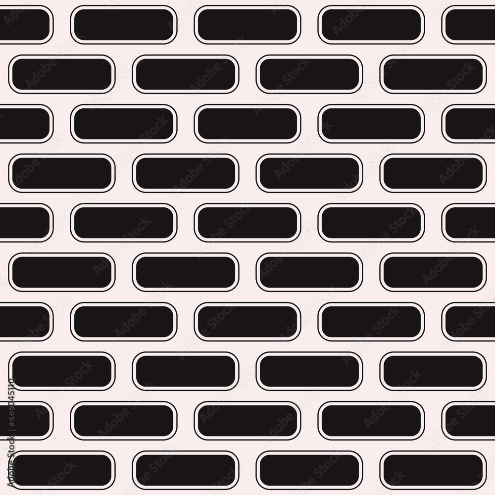 Poster Rounded bricks pattern. Vector seamless blocks ornament.