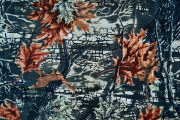 fabric with abstract autumn floral texture for abstract backgrounds or for wallpaper - 449045512