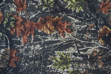 abstract forest floral camouflage pattern on fabric for background and wallpaper - obrazy, fototapety, plakaty