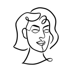 Simple and minimal woman one line face.