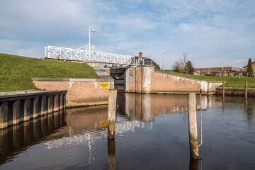 Fototapeta na wymiar Genemuiden lock, Overijssel Province, The Netherlands