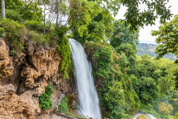 Gorgeous view of famous Edessa waterfalls. Beautiful nature backgrounds. Greece. 