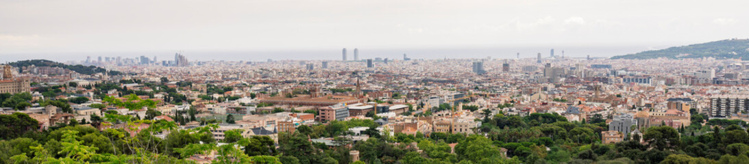 Fototapeta na wymiar Barcelona city skyline on a cloudy day