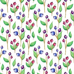 Seamless pattern with berries and currant branches for cafe, wrapping paper