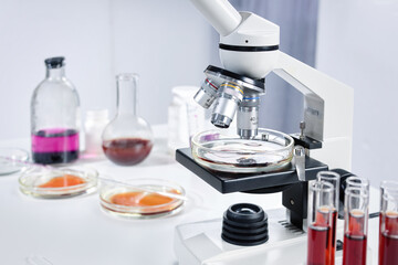 Modern microscope and laboratory equipment