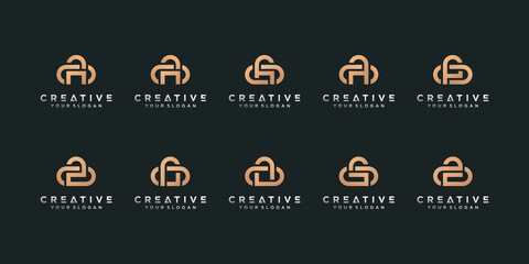 Set of letter logo collection with initial A for company with creative concept Premium Vector