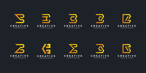 Set of creative letter B logo collection Premium Vector