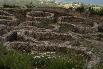 Ruins of old roman fort in Santa Trega, Galicia. High quality photo