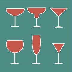 Set of vintage cocktails. Icon drink illustration.	