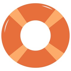 Lifebuoy illustration. Marine lifebuoy in cartoon style. Print illustration in orange shades on a white background. 