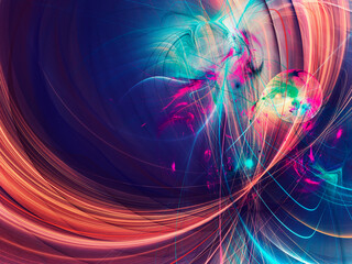 blue and red abstract fractal background 3d rendering illustration