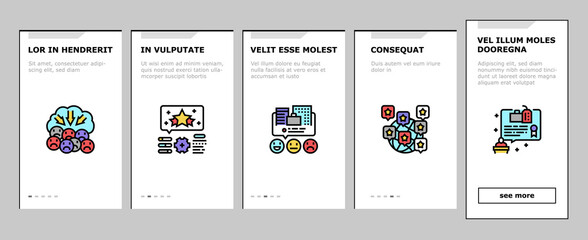 Reputation Management Onboarding Mobile App Page Screen Vector. Social Media And Brand Ambassador, Company World Reputation Management And Reviews Illustrations