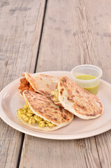 Gorditas mexican food wooden base