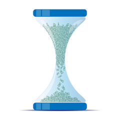 Hourglass paper money banknotes falling down. Time is money.