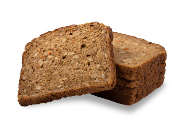 Bread made from a mixture of rye and wheat flour, with sunflower seeds and carrots.Fresh, healthy product isolated on a white background.