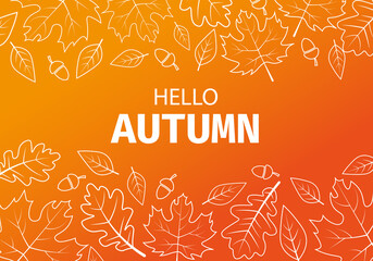Hello Autumn vector background with text