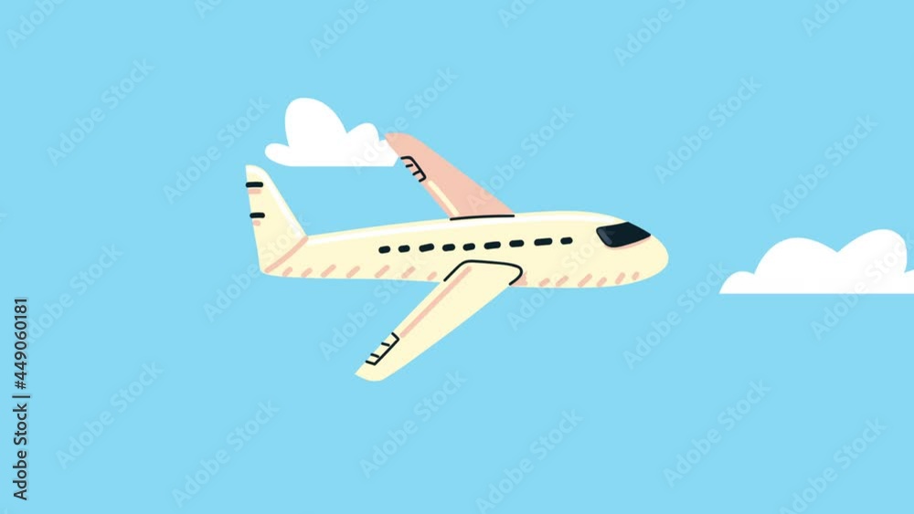 Poster bon voyage animation with airplane flying