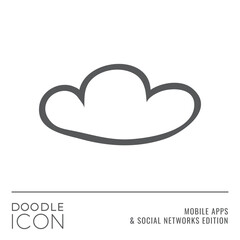 Doodle Icon Series - Cloud Shape as Cloud Data Storages or Service Flat Outline Stroke Style Symbol in Mobile Apps and Social Networks Edition - Pictogram Graphic Design