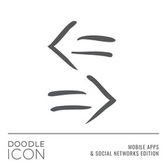 Doodle Icon Series - Left and Right Arrows Pointers as Fast Forward and Rewind Buttons Flat Outline Stroke Style Symbol in Mobile Apps and Social Networks Edition - Pictogram Graphic Design