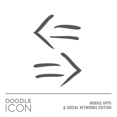 Doodle Icon Series - Left and Right Arrows Pointers as Fast Forward and Rewind Buttons Flat Outline Stroke Style Symbol in Mobile Apps and Social Networks Edition - Pictogram Graphic Design