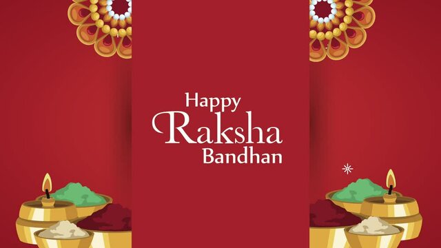 happy raksha bandhan lettering with mandalas and powder colors