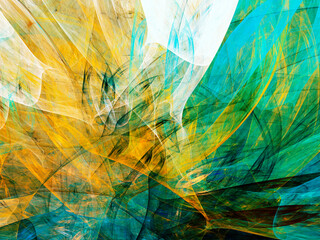 Obraz premium blue and yellow abstract fractal background 3d rendering illustration