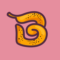 B letter logo made of banana. © kaer_fstock