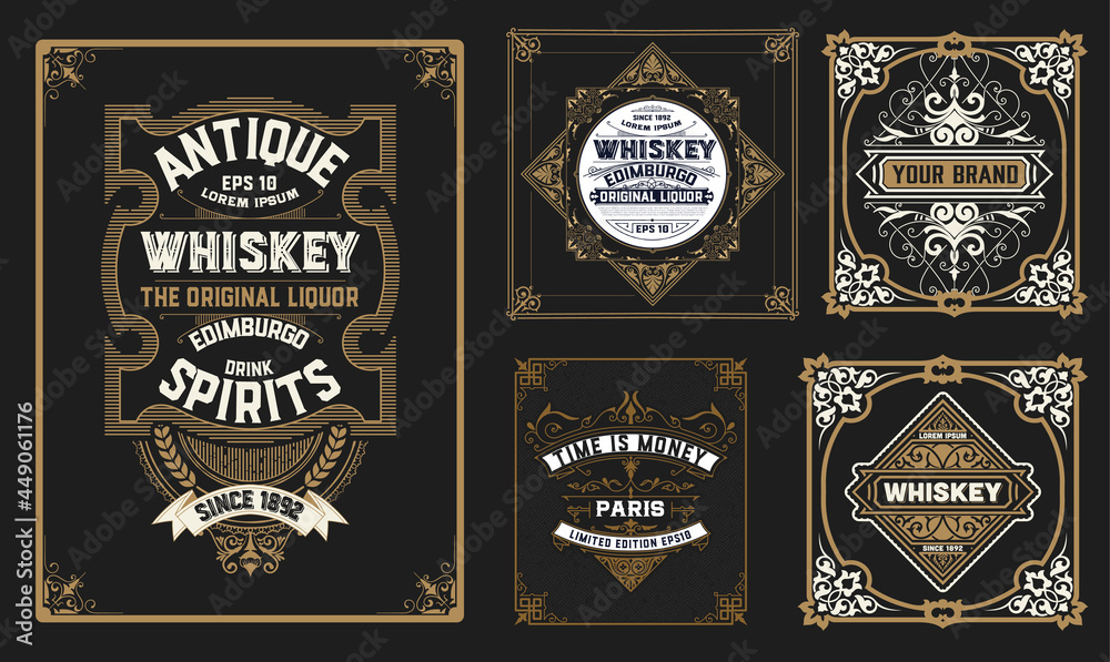 Wall mural Set of 5 labels. Western style