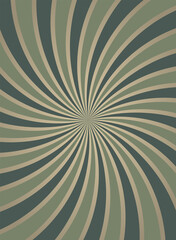Sunlight retro faded spiral grunge background. dirty grey and green color burst background.