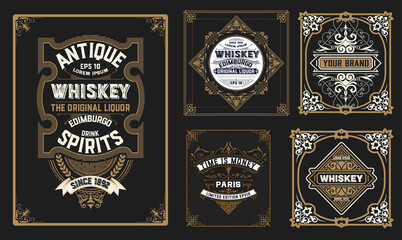 Set of 5 labels. Western style