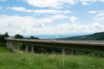 Highway infrastructure in the Swiss Jura landscape: Situation close to Vallorbe