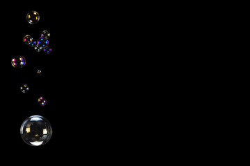 Soap bubbles isolated on a black background